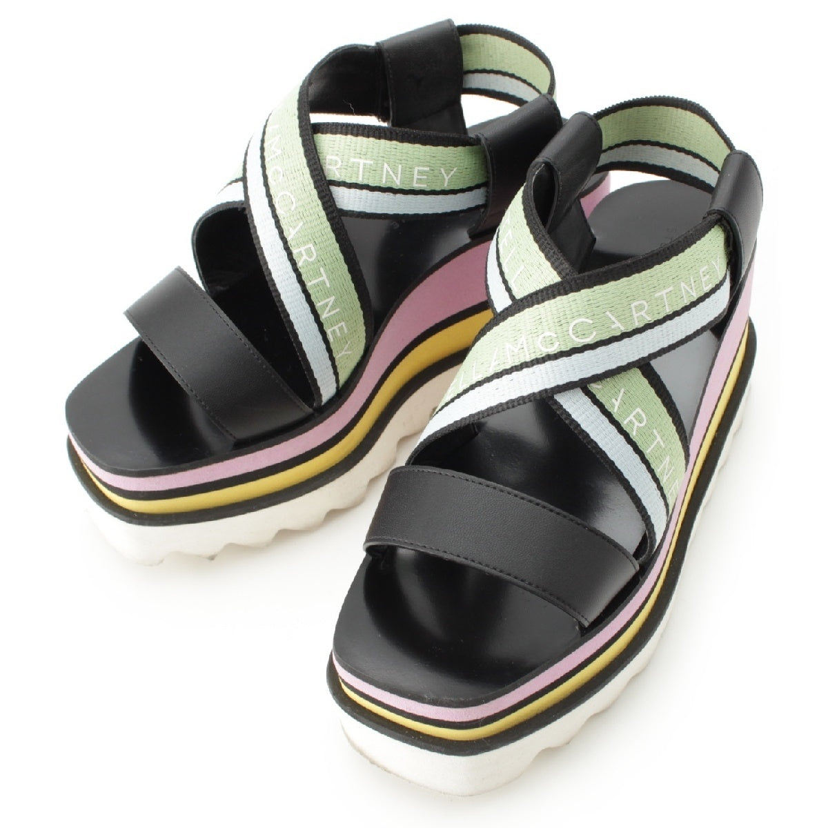 Stella McCartney Sneak Ellis Platform Striped Straps Sandals Thick bottom shoes 810023 multicolor 35