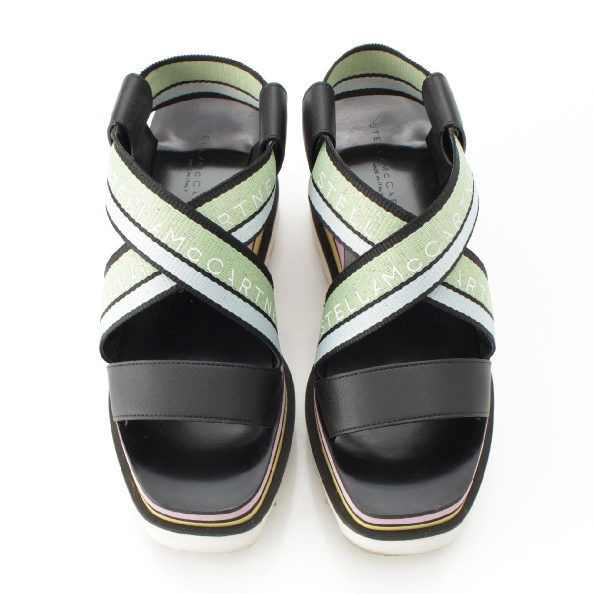 Stella McCartney Sneak Ellis Platform Striped Straps Sandals Thick bottom shoes 810023 multicolor 35