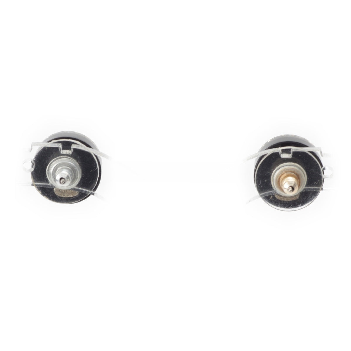 CHANEL 17A COCO Mark Rhinestone Round Pierce Earring accessories black