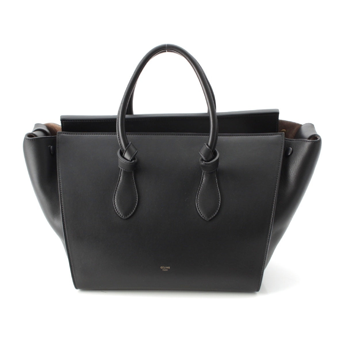 CELINE leather Tie bag Handbag bag black