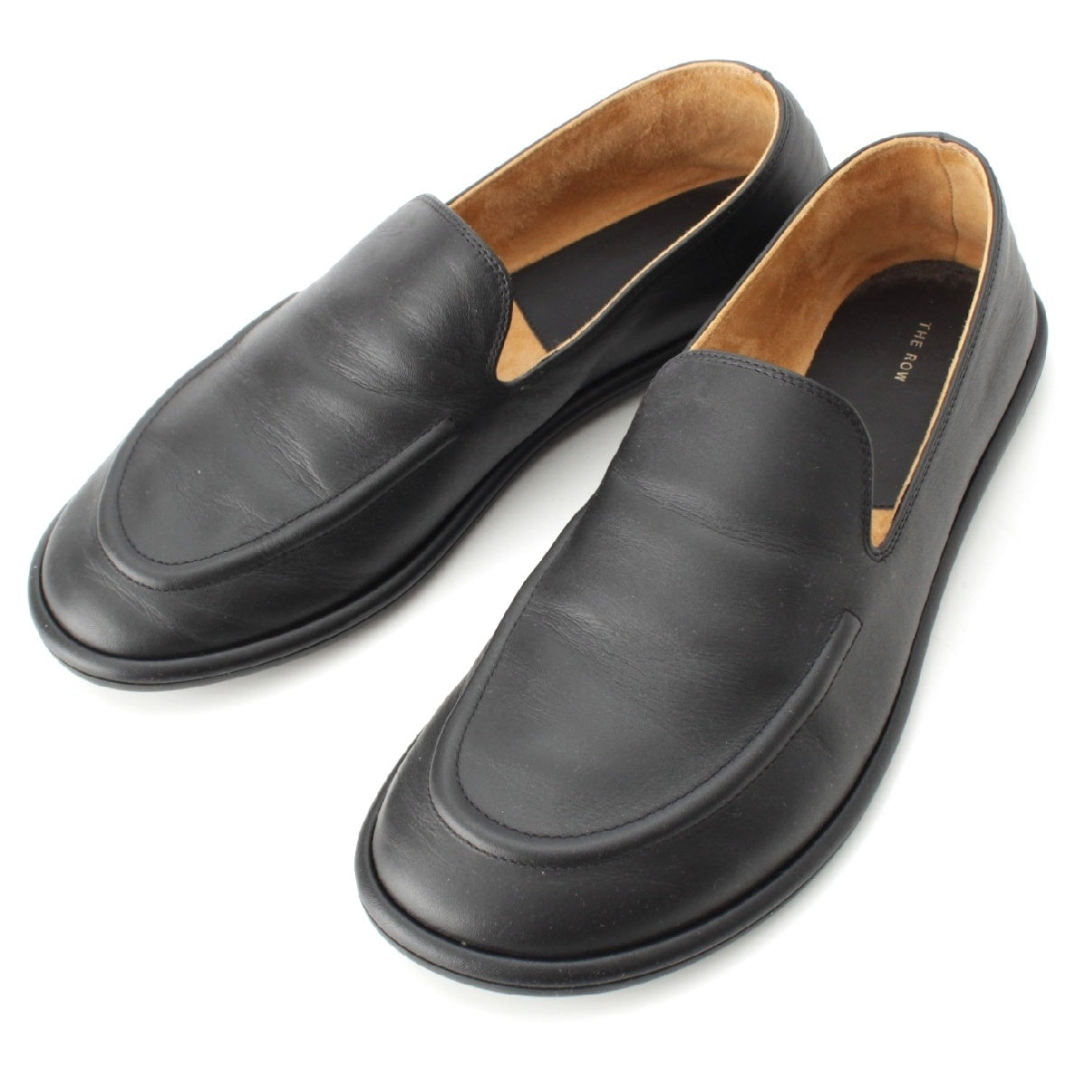 THE ROW CANAL Calfskin leather flat loafers Slip-on shoes black 36