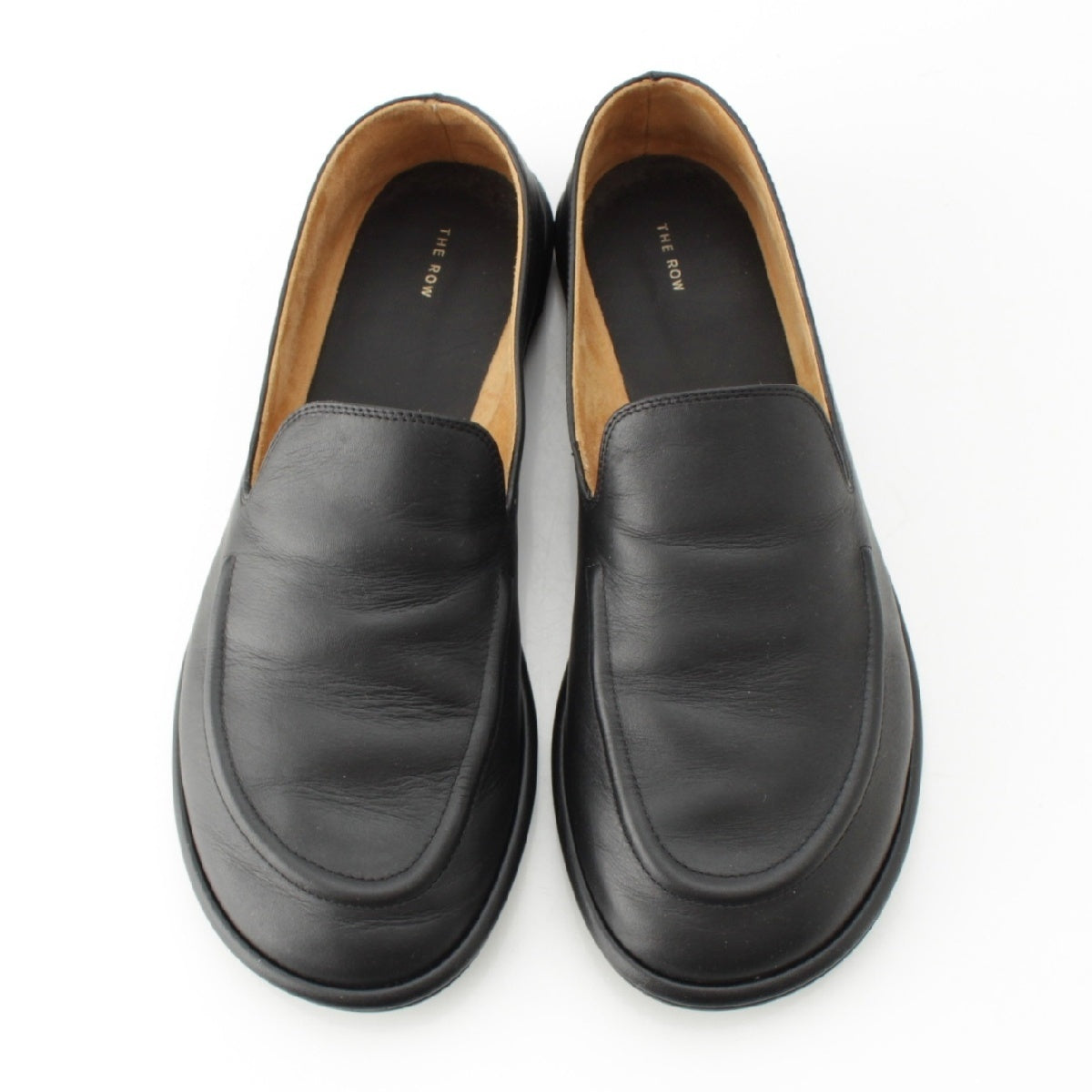 THE ROW CANAL Calfskin leather flat loafers Slip-on shoes black 36