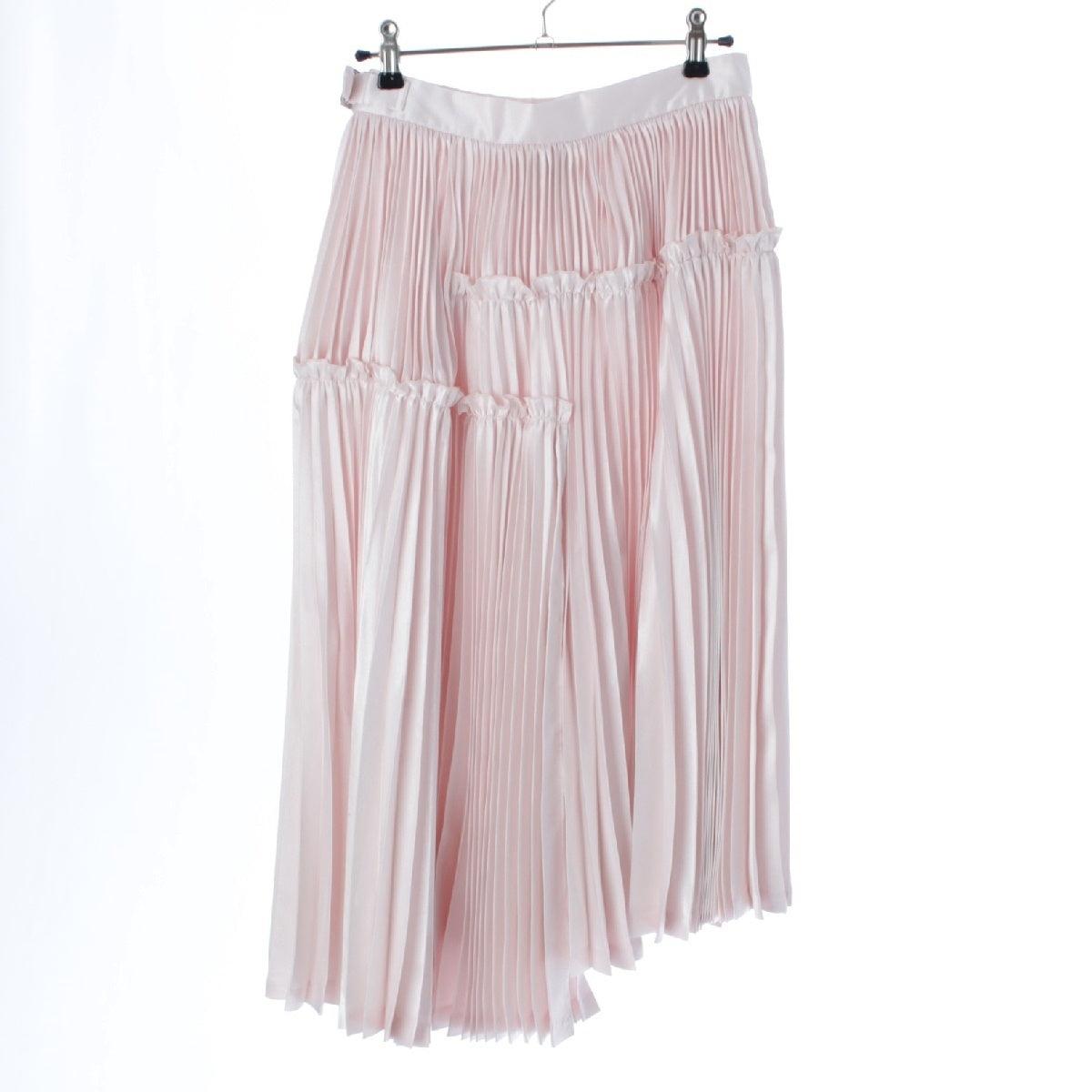 Noir Kei Ninomiya AD2022 Side belt Pleated Ruffle A-line Long skirt 3G-S012 pink XS