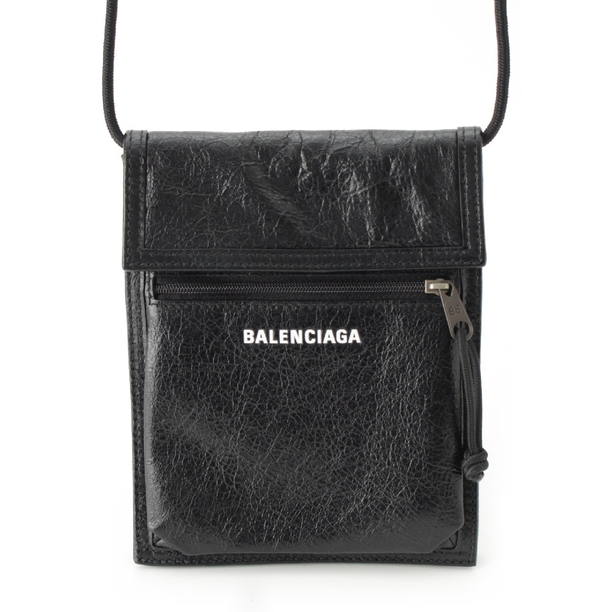BALENCIAGA leather logo explorer Shoulder Bag Crossbody 532298 black