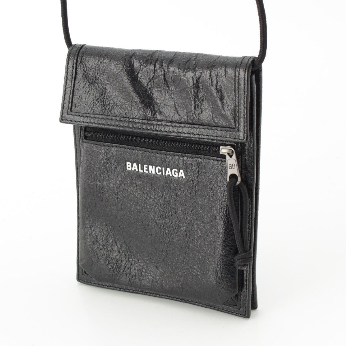 BALENCIAGA leather logo explorer Shoulder Bag Crossbody 532298 black