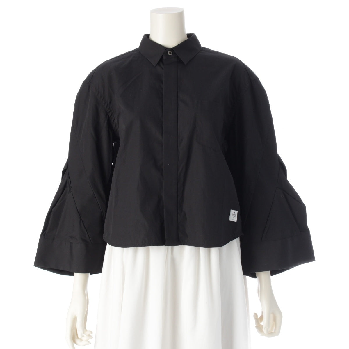 Sacai 23Stainless Steel Thomas Mason cotton poplin shirt blouse Jacket tops 23-06715 black 1