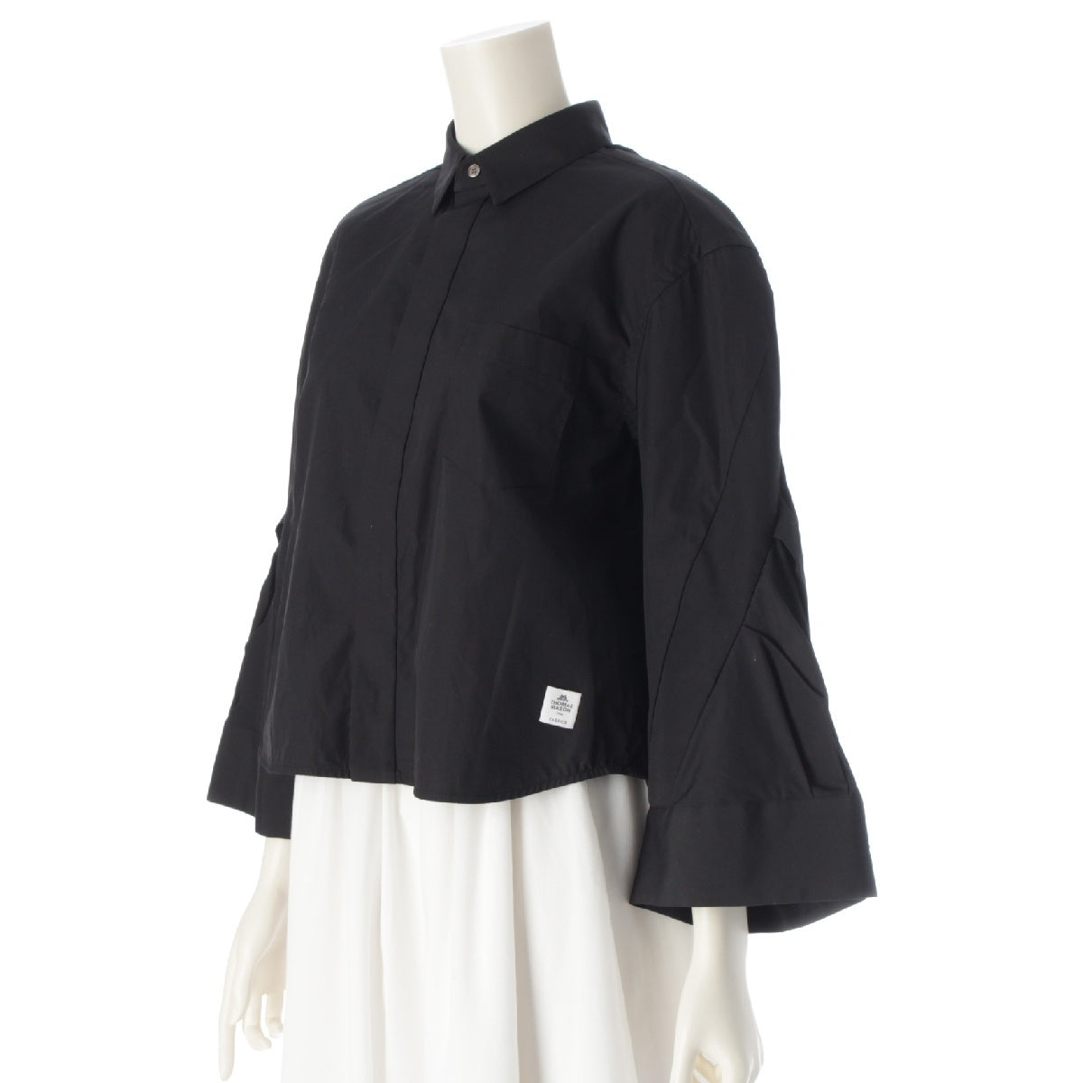 Sacai 23Stainless Steel Thomas Mason cotton poplin shirt blouse Jacket tops 23-06715 black 1
