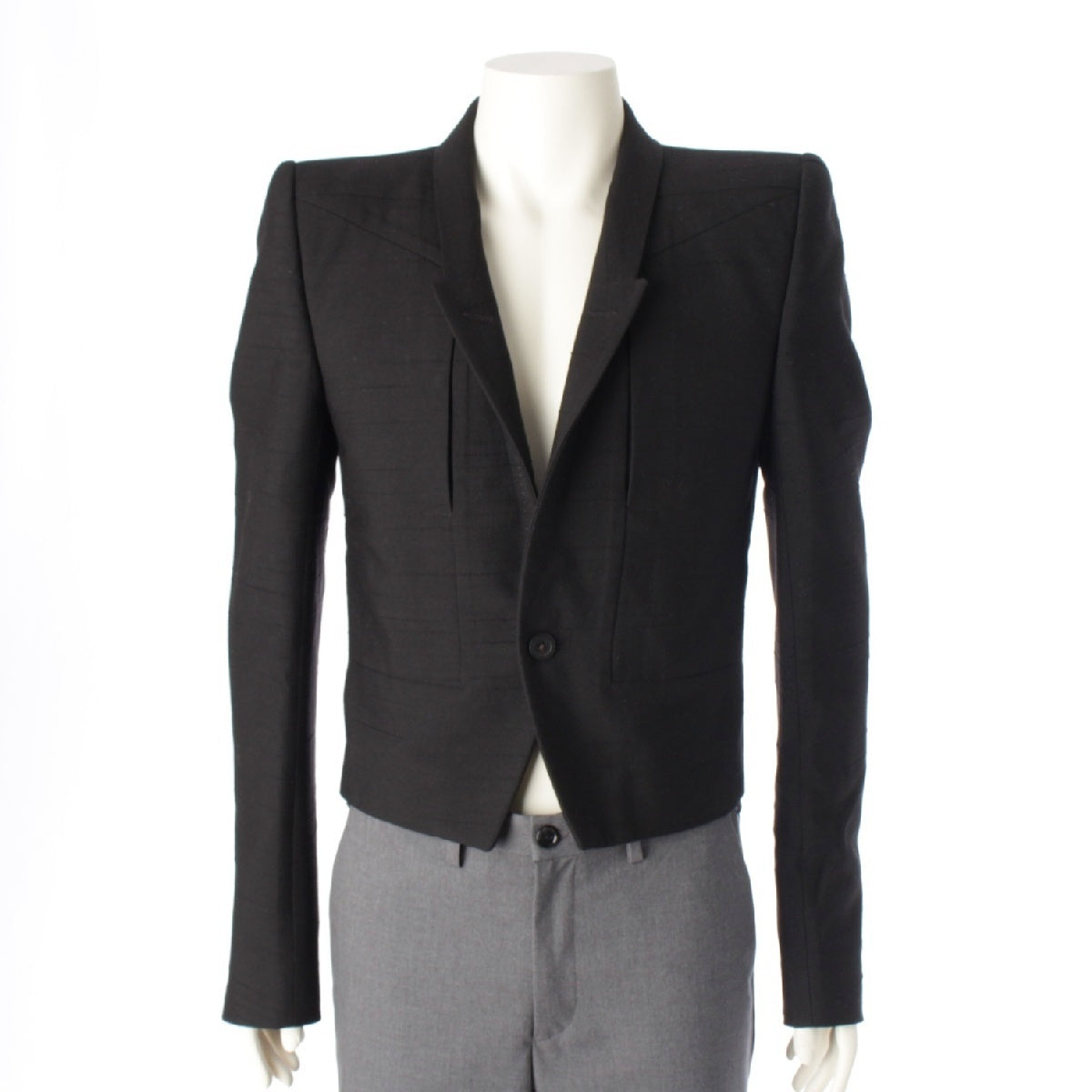 Rick Owens 23FW FOGPOCKET NEUE ALICE wool Cropped Single tailored jacket RR02C7721 black 46