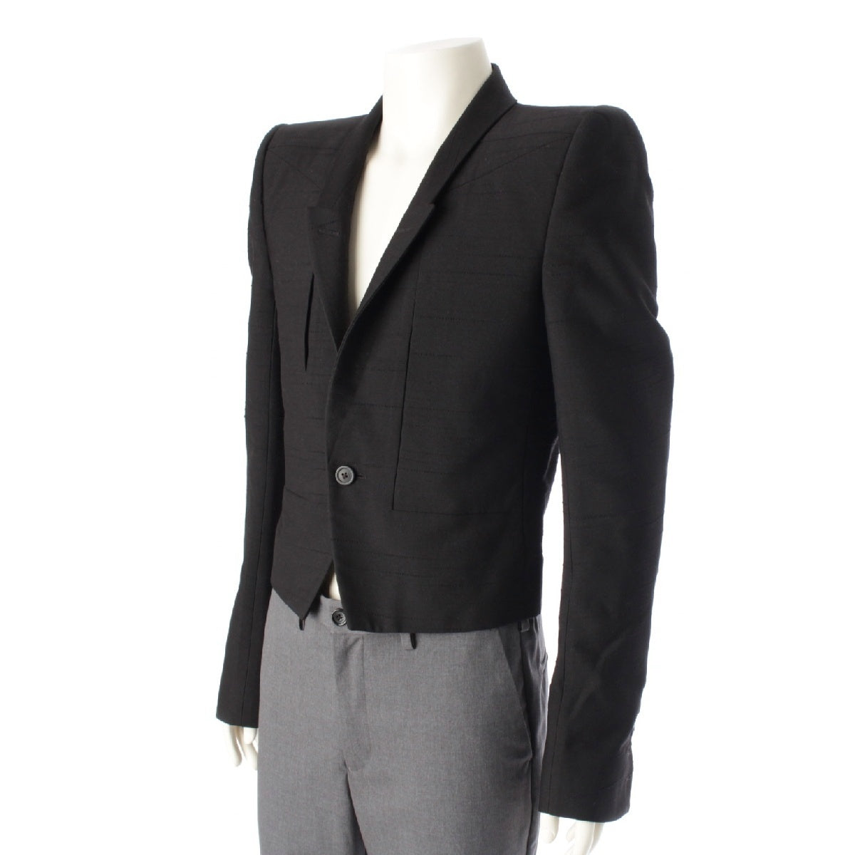 Rick Owens 23FW FOGPOCKET NEUE ALICE wool Cropped Single tailored jacket RR02C7721 black 46