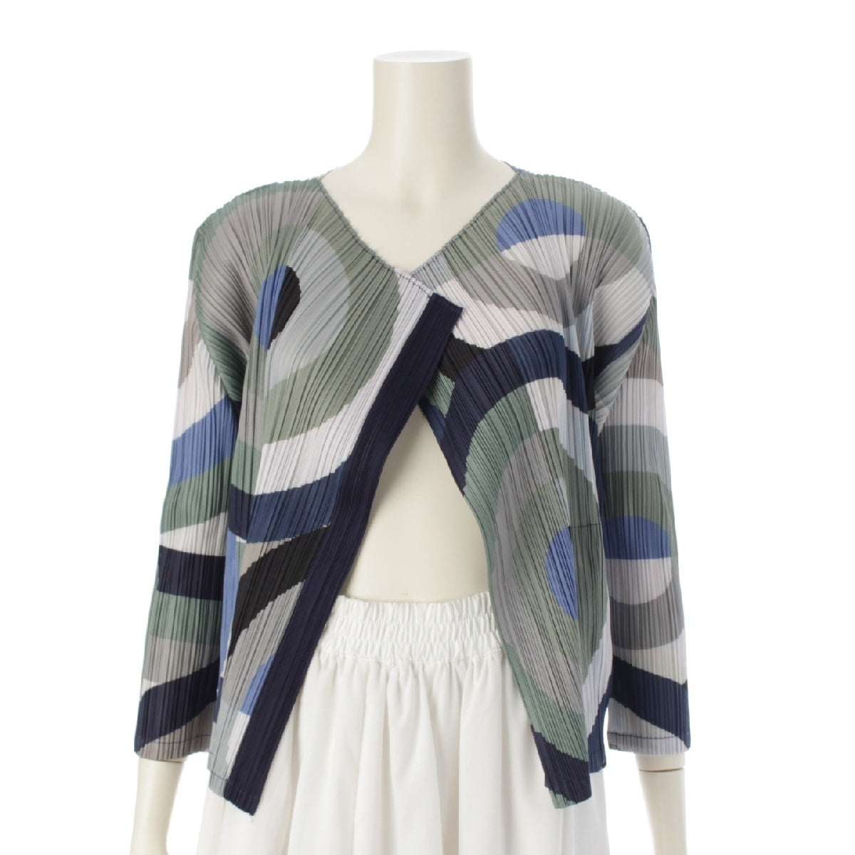 PLEATS PLEASE ISSEY  Geometric cardigan tops PP83-J0742 Multicolor Navy 3