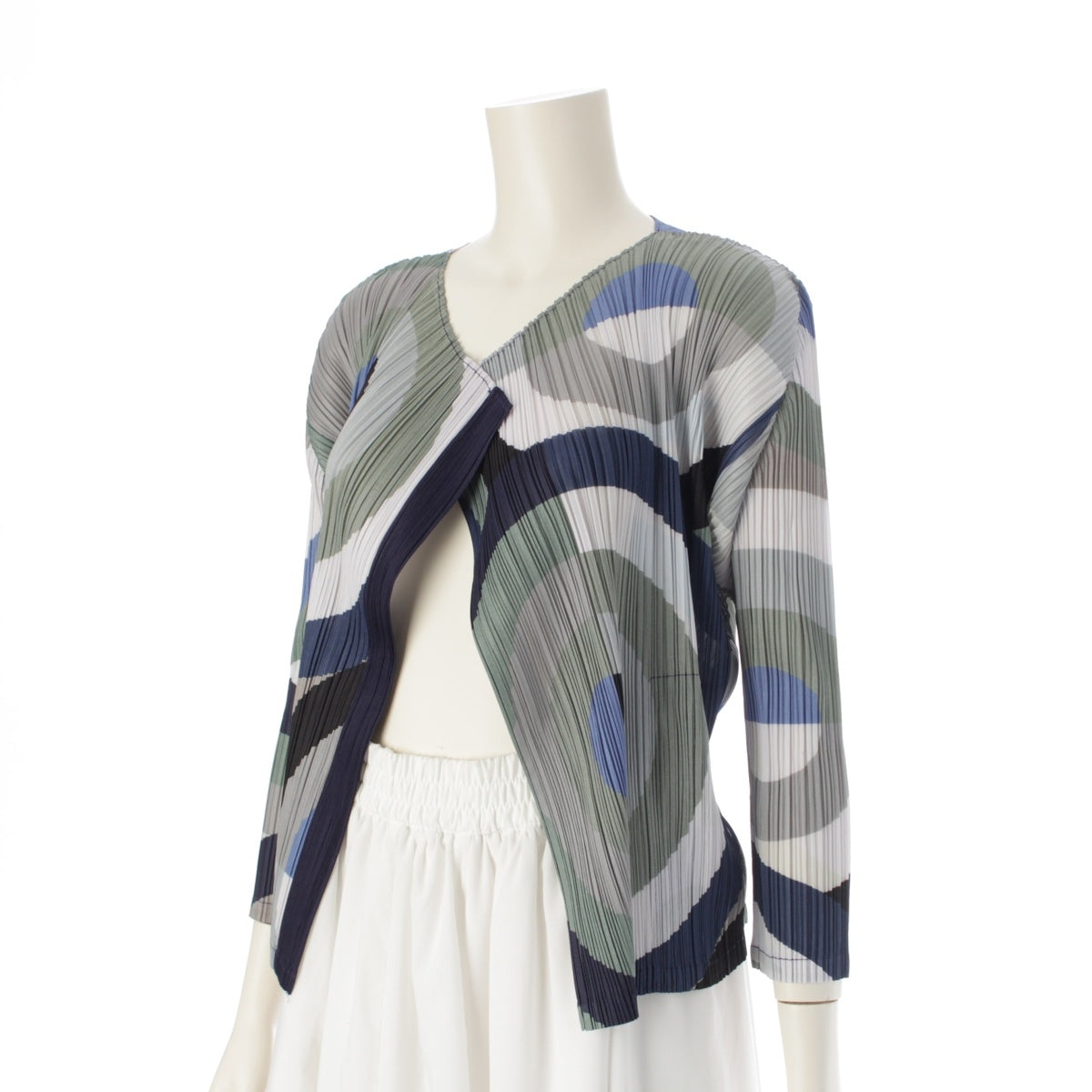 PLEATS PLEASE ISSEY  Geometric cardigan tops PP83-J0742 Multicolor Navy 3