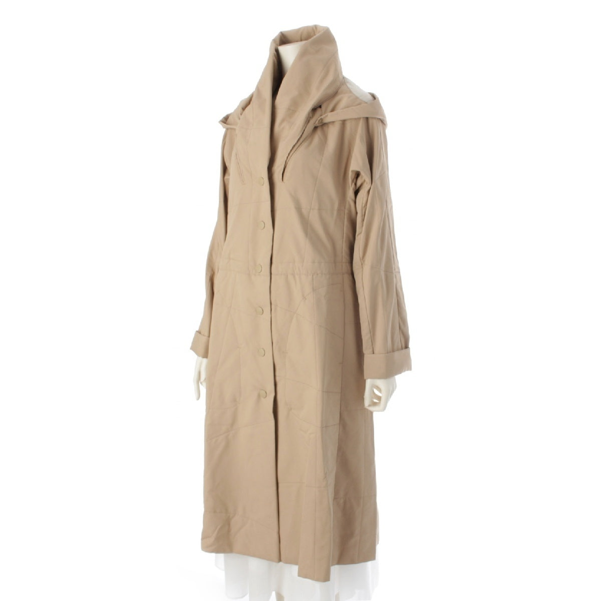 PLEATS PLEASE ISSEY  Shawl collar 2WAY hooded Mod coat outer PP64 ZA892 beige 3