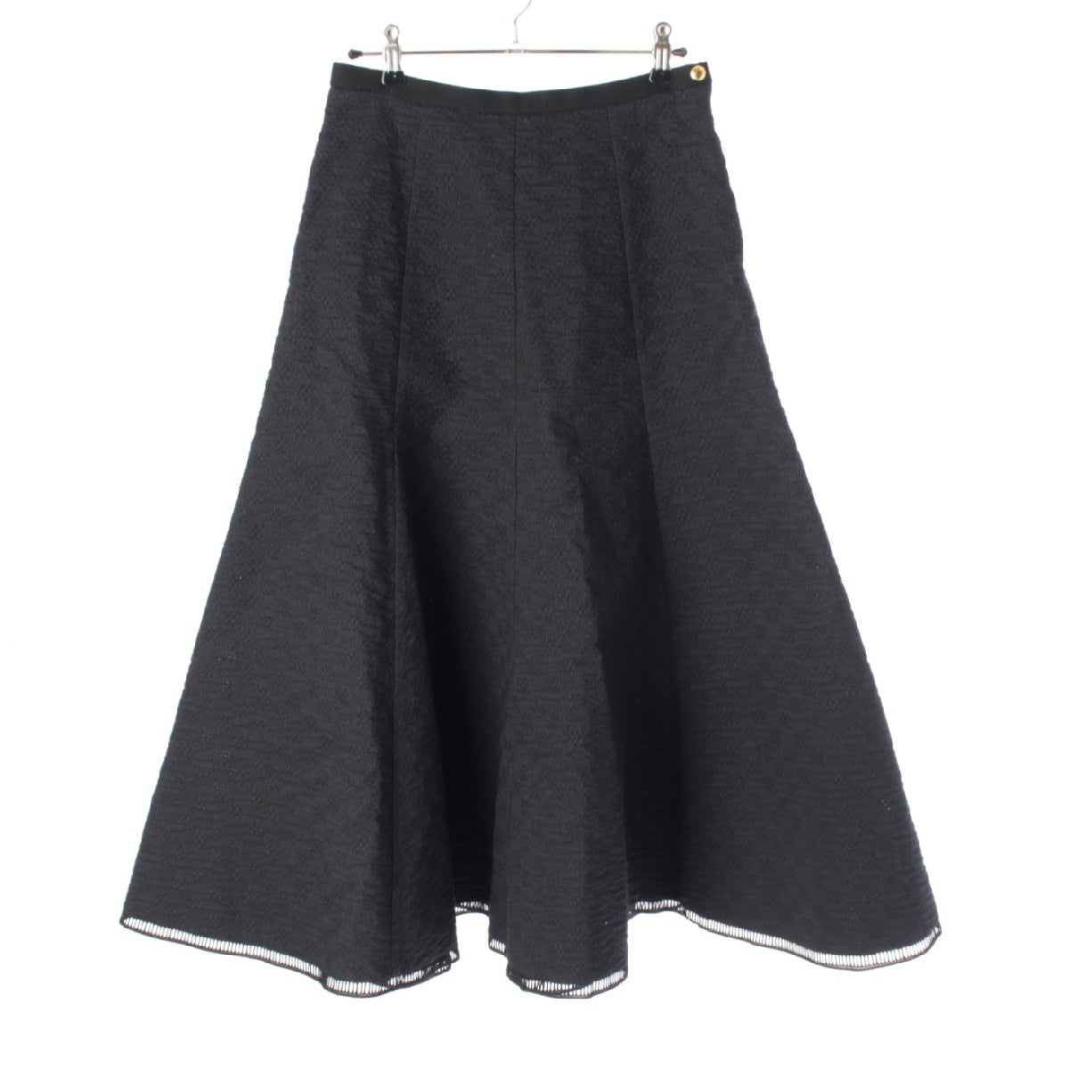 Drawer Cotton Nylon Jacquard Flare long skirt Bottoms 6524-299-1713 black 36