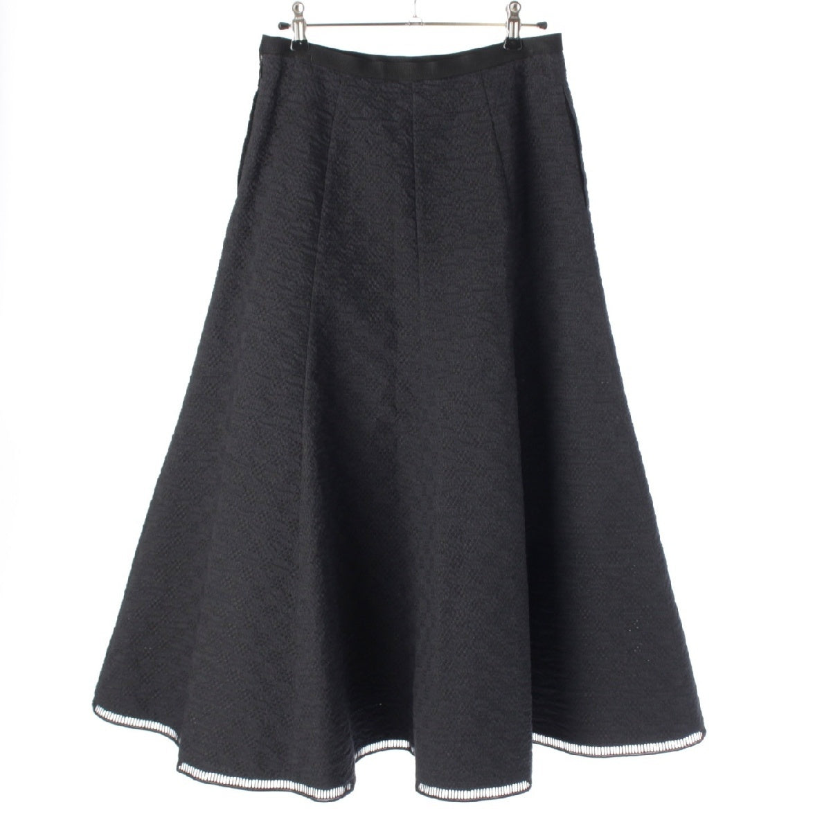 Drawer Cotton Nylon Jacquard Flare long skirt Bottoms 6524-299-1713 black 36