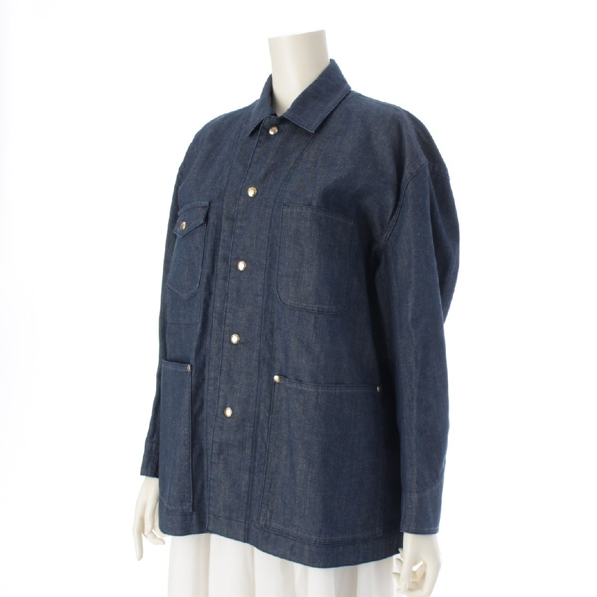 Drawer Cotton Denim Corduroy RESEORT1 coverall Denim Jacket Outer tops 6522-299-0828 Indigo blue 34