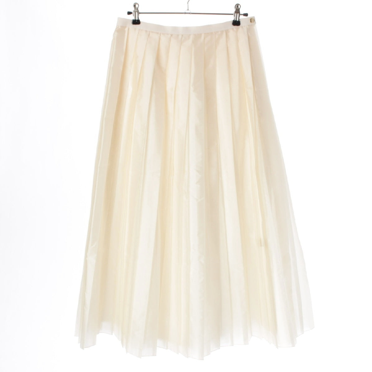 Drawer Nylon Taffeta Pleated Long skirt Bottoms 6524-299-1753 Ivory 36