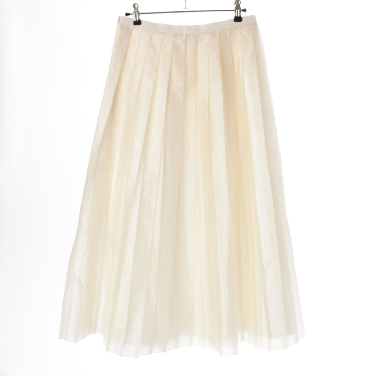 Drawer Nylon Taffeta Pleated Long skirt Bottoms 6524-299-1753 Ivory 36