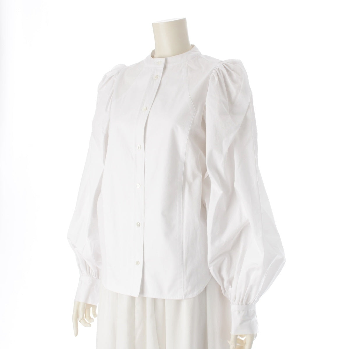 LUDLOW 21AW SWEET PEA cotton Conscious Sleeve blouse Tops shirt 21-LDSP429TP white 1