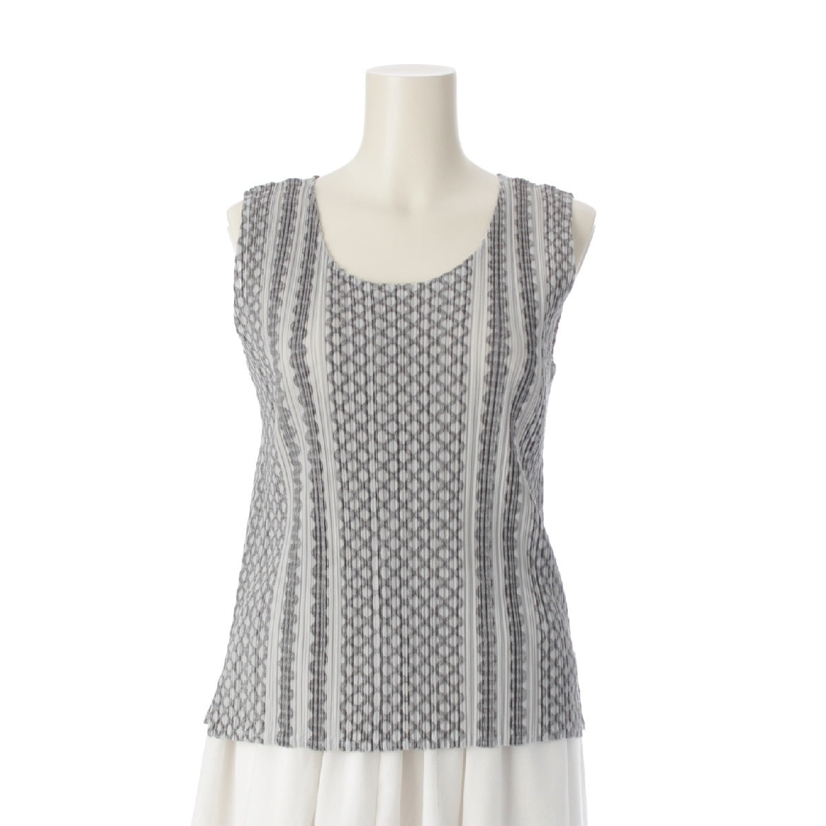 PLEATS PLEASE ISSEY  Geometric Pattern ChainPattern All-over Print Sleeveless Tank top tops PP73-JK481 gray 3
