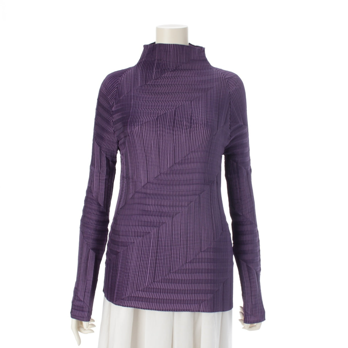PLEATS PLEASE ISSEY  polyester Square Pleated, Transformed Pleated, Bottle Neck, High Neck, Long Sleeve Cut tops IM01 FJ303 purple 2