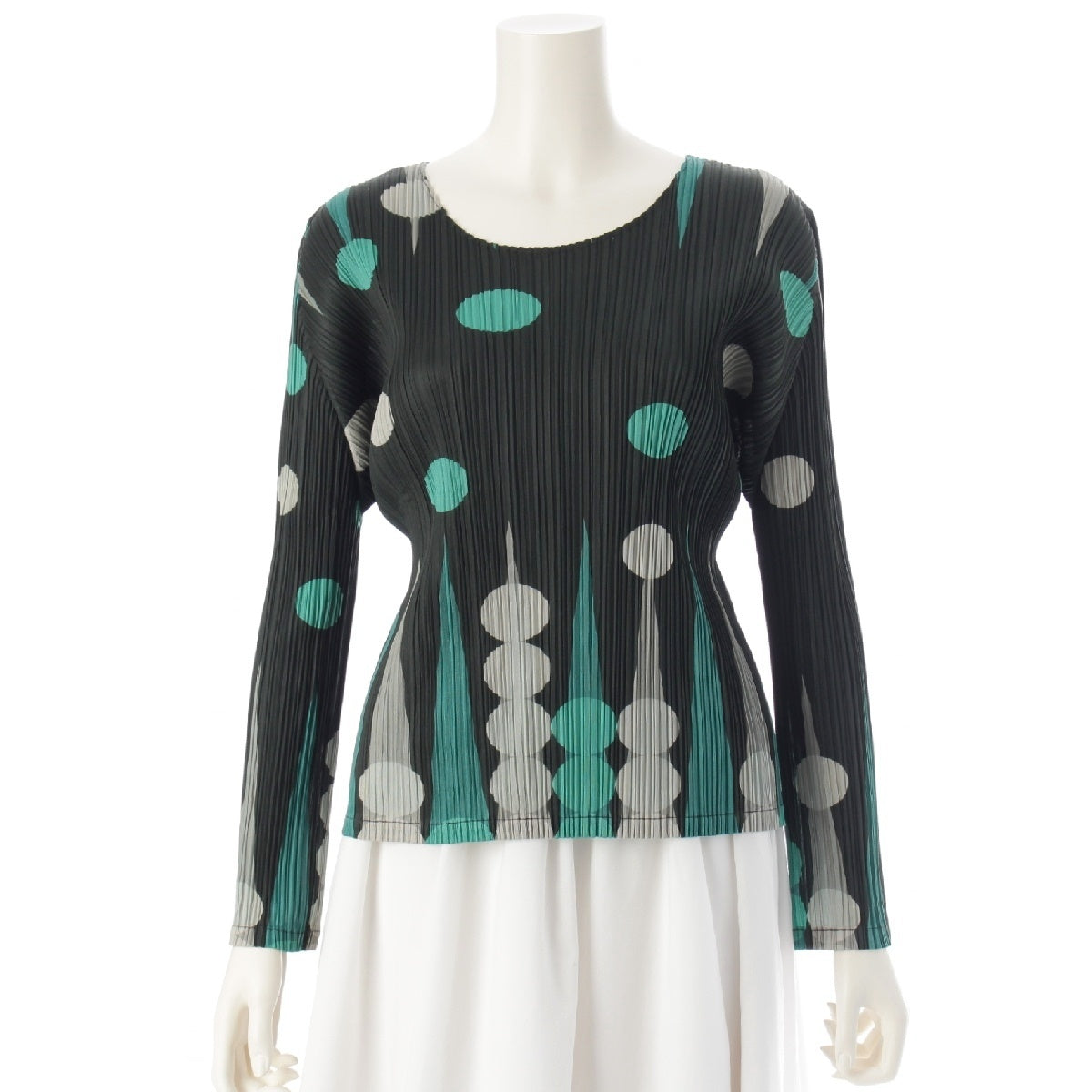 PLEATS PLEASE ISSEY  Backgammon Crewneck tops Long sleeve PP73-JK612 Moss green
