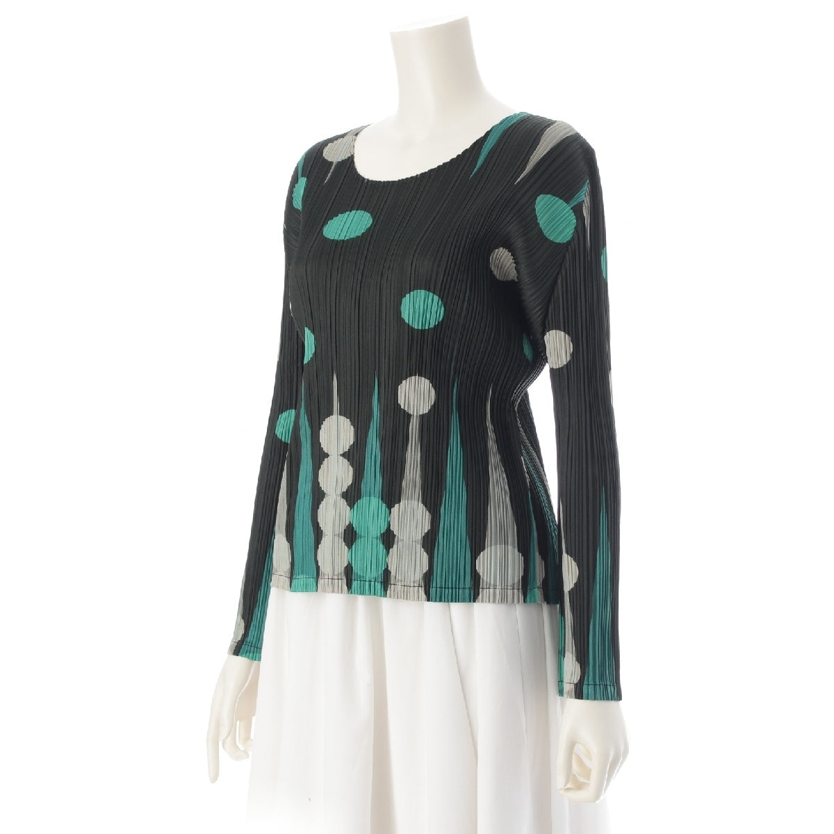 PLEATS PLEASE ISSEY  Backgammon Crewneck tops Long sleeve PP73-JK612 Moss green