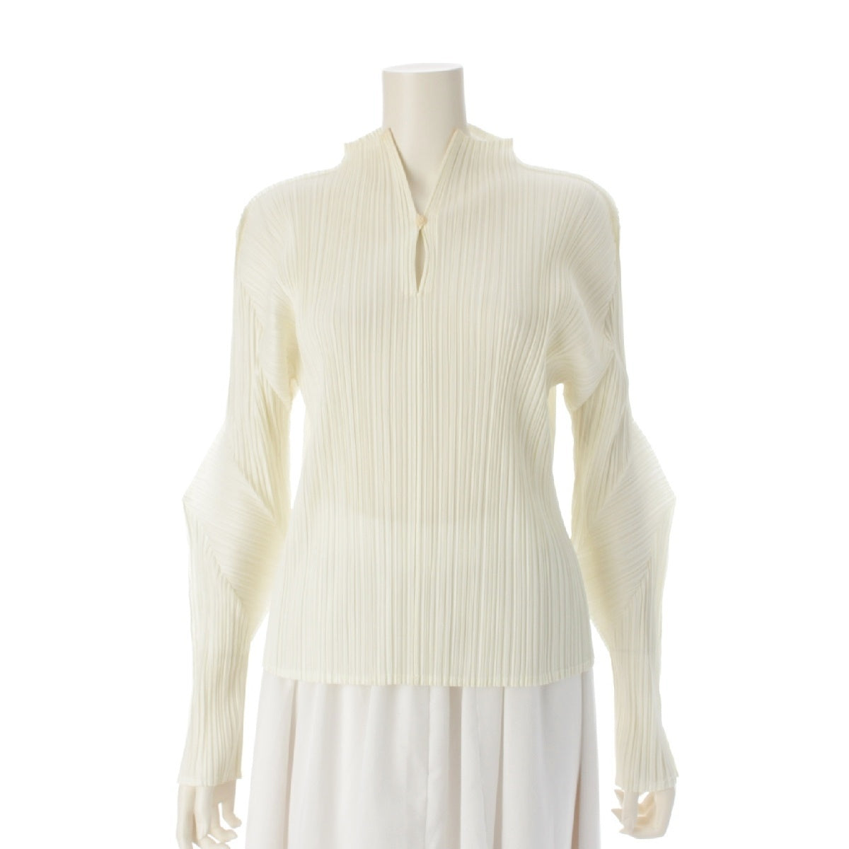 PLEATS PLEASE ISSEY  polyester Skipper Long Sleeve Tops with Deformed Sleeves tops tops PP51-JK124 Ivory cream 4