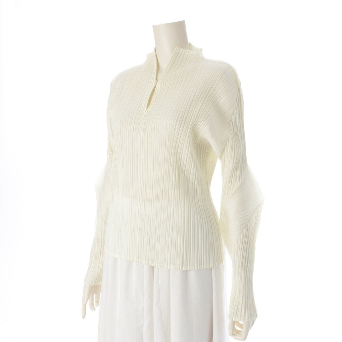 PLEATS PLEASE ISSEY  polyester Skipper Long Sleeve Tops with Deformed Sleeves tops tops PP51-JK124 Ivory cream 4