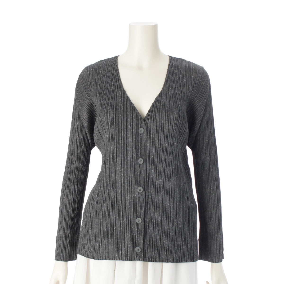 PLEATS PLEASE ISSEY  polyester Long Sleeve Mosaic Pattern Echo cardigan tops Moss Green White 3
