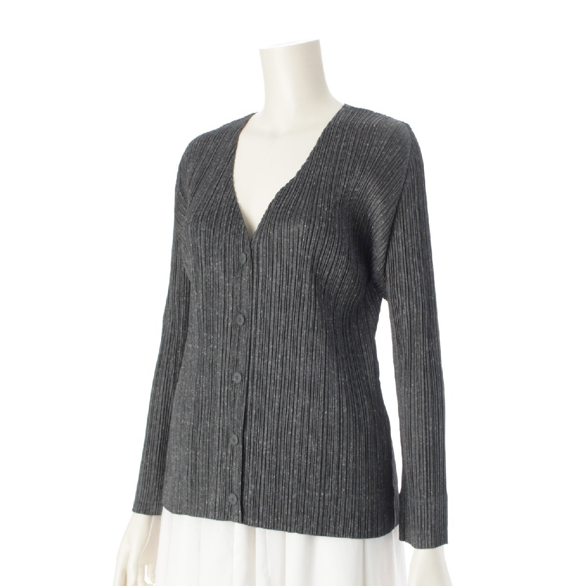 PLEATS PLEASE ISSEY  polyester Long Sleeve Mosaic Pattern Echo cardigan tops Moss Green White 3