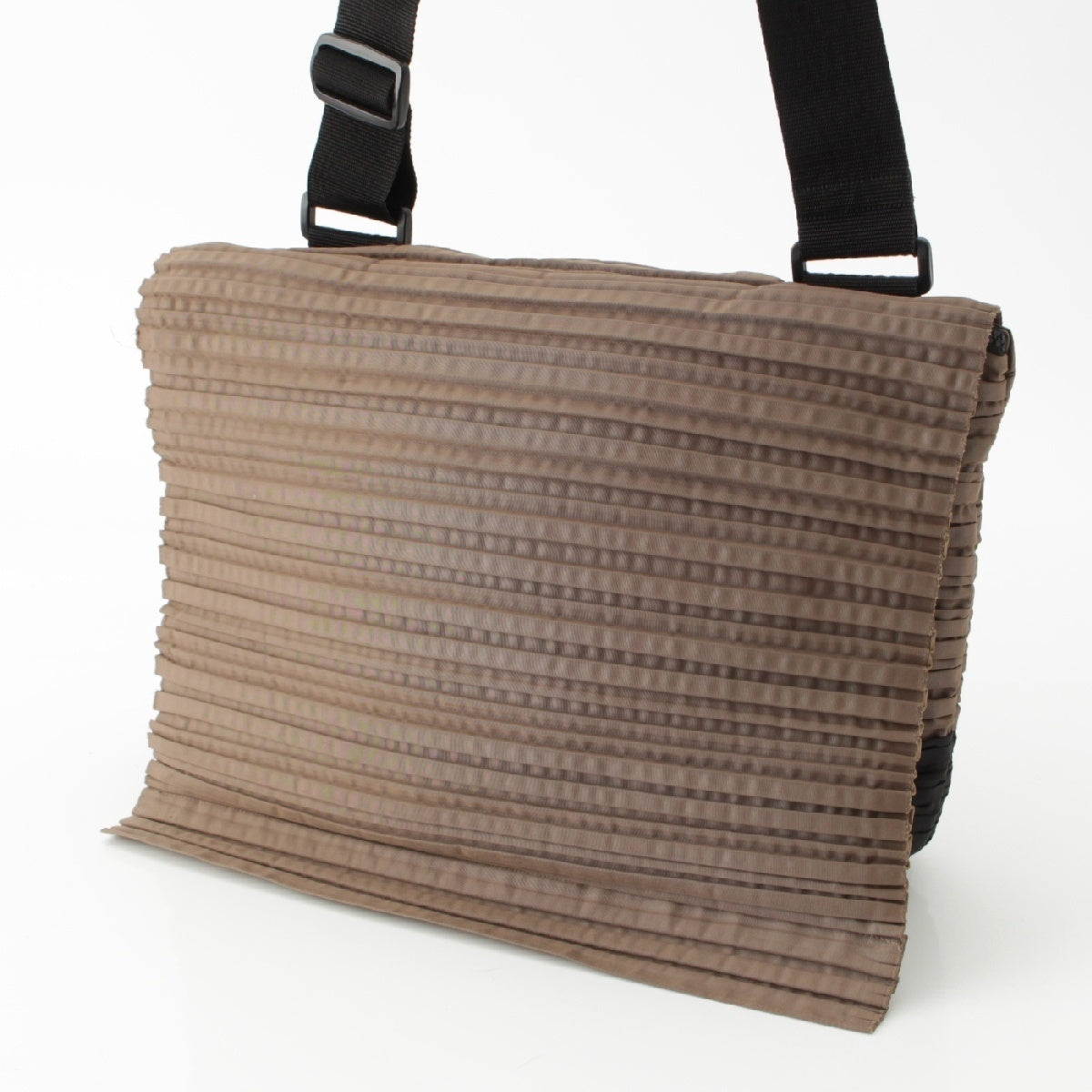 PLEATS PLEASE ISSEY  border Messenger bag Cross body PP12-AG662 Brown