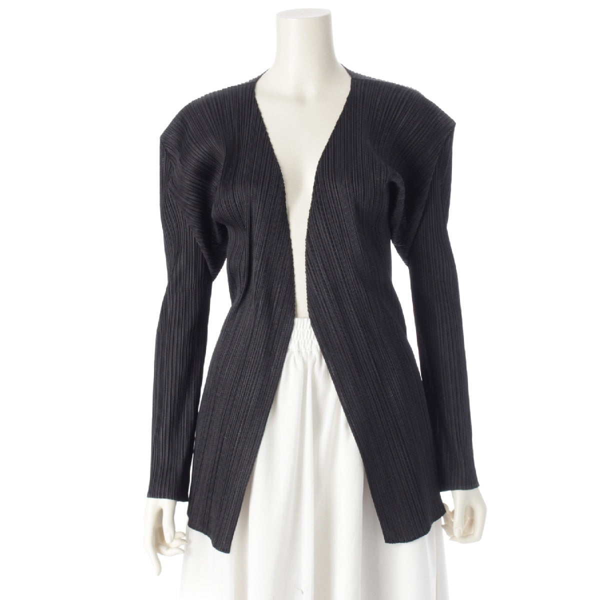 PLEATS PLEASE ISSEY  Vintage Crewneck cardigan Jacket Dark Grey Black Sesame Salt 3