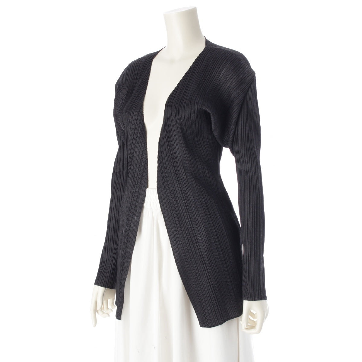 PLEATS PLEASE ISSEY  Vintage Crewneck cardigan Jacket Dark Grey Black Sesame Salt 3