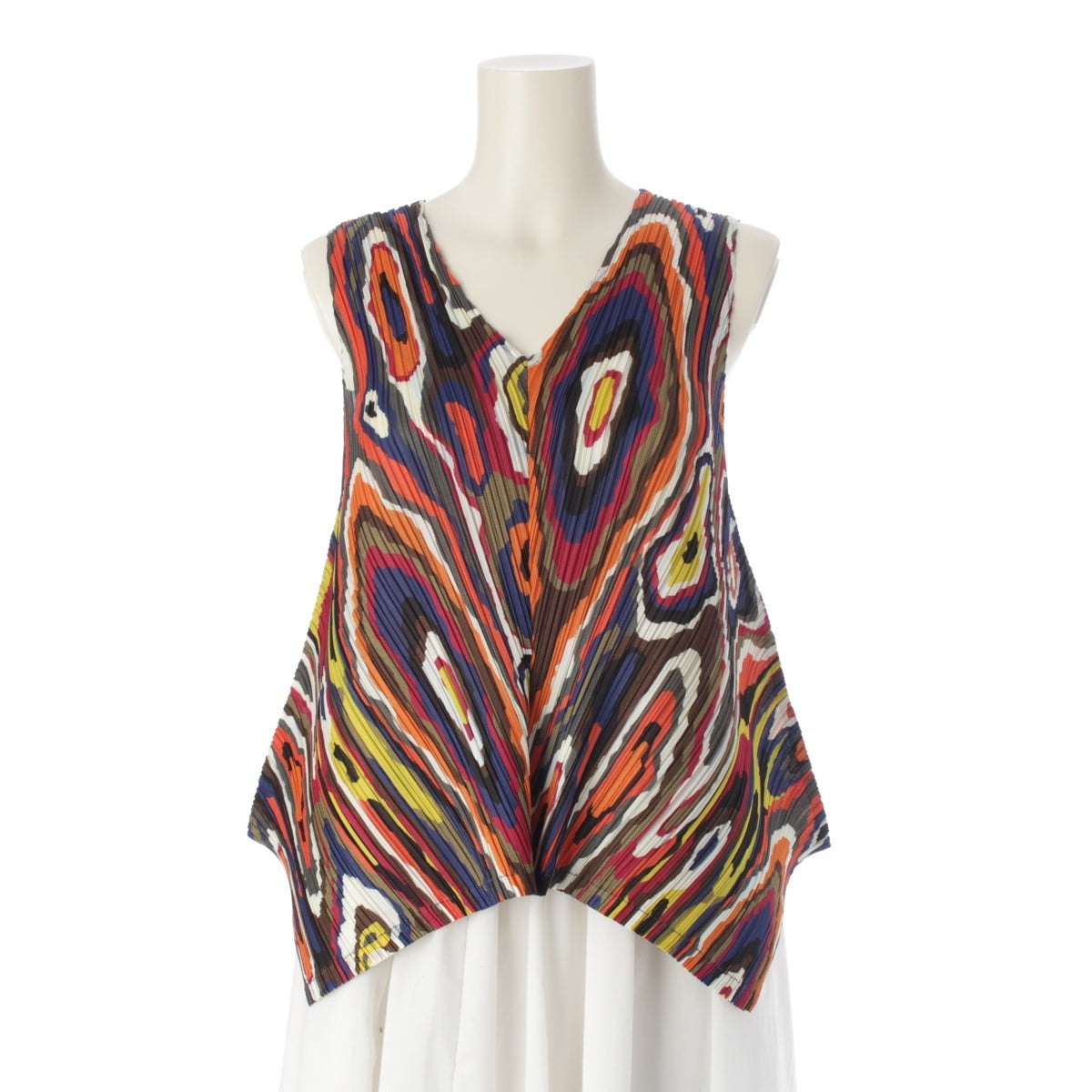 PLEATS PLEASE ISSEY BOUNCE SHIRT Diagonal Pleated Plane Wood Grain Abstract Pattern tops Sleeveless cut PP91-JK721 multicolor 3