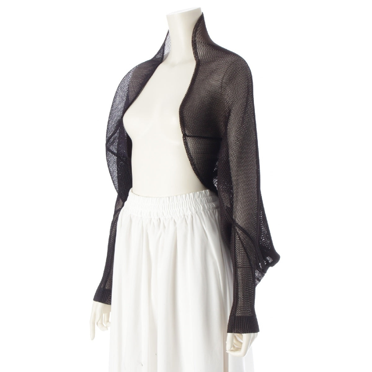 PLEATS PLEASE ISSEY  Tatami Mesh Bolero Color Block Long Sleeve cardigan tops PP61-F0262 Black Navy Charcoal