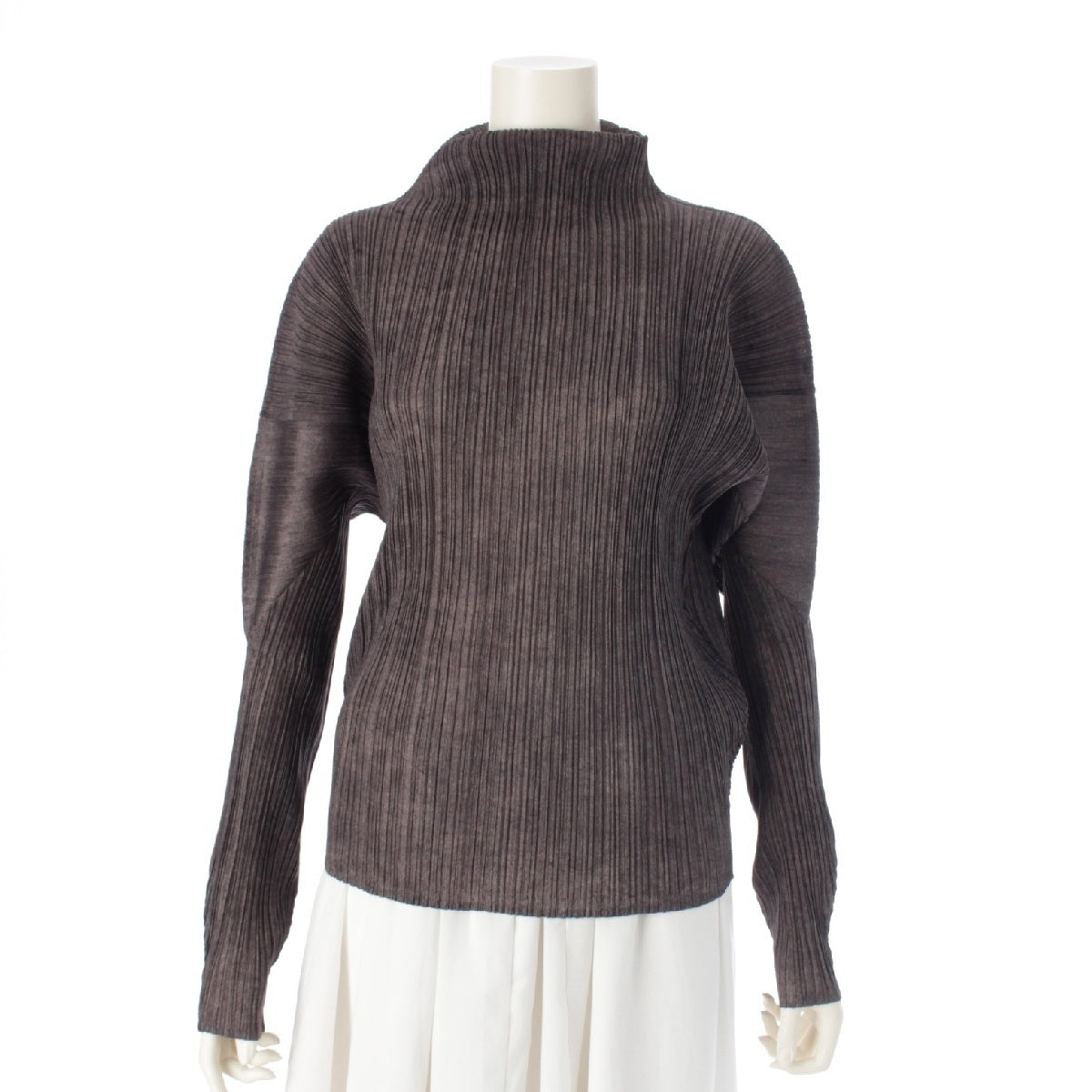 PLEATS PLEASE ISSEY  polyester Random Pleated Bottleneck tops High neck Long sleeve PP64-JK335 charcoal black 3