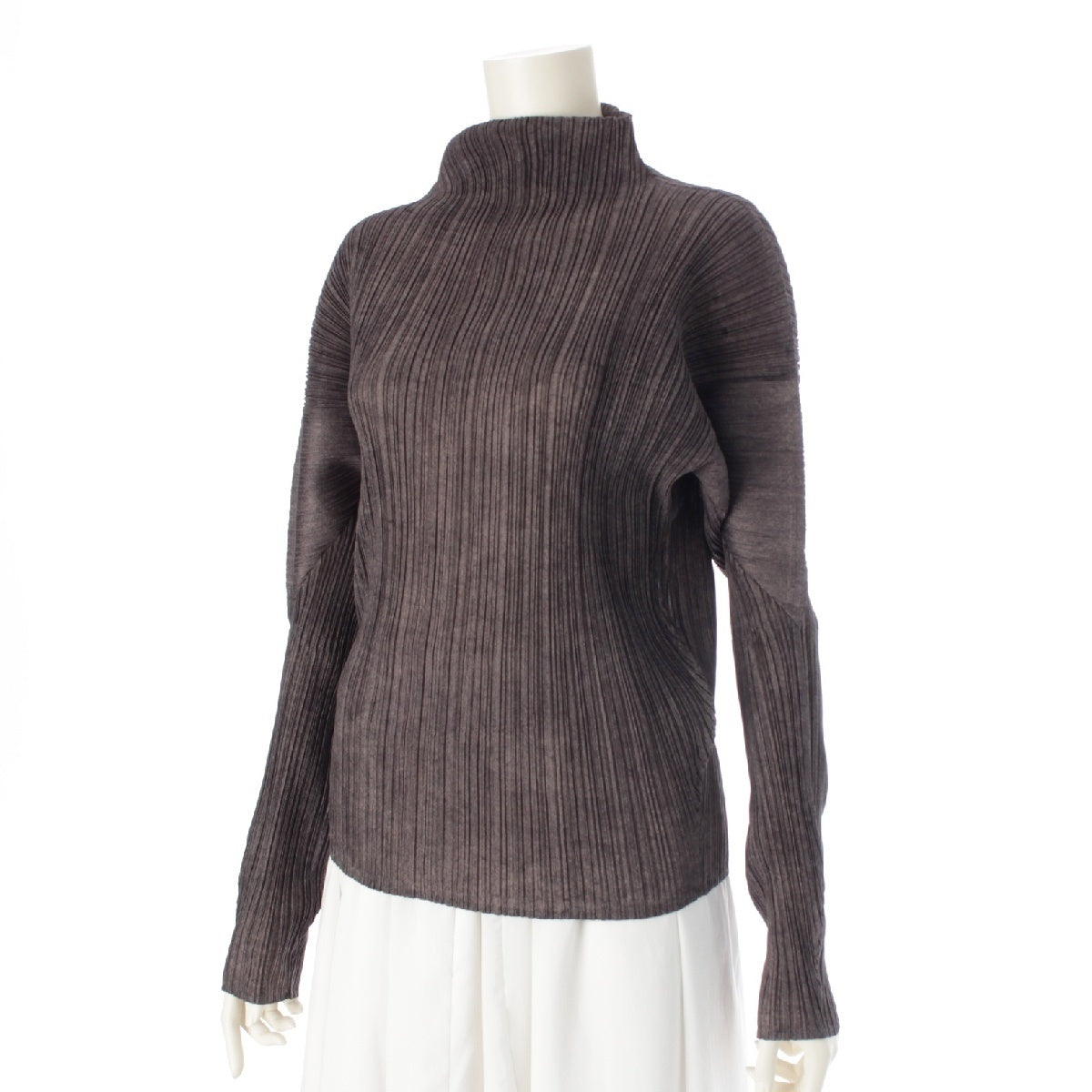 PLEATS PLEASE ISSEY  polyester Random Pleated Bottleneck tops High neck Long sleeve PP64-JK335 charcoal black 3