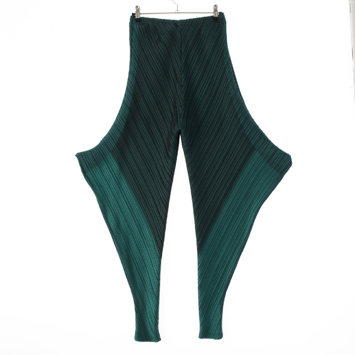 ISSEY MIYAKE 3D steam stretch deformation 3D Pants Bottoms IM93FF711 Green Gradient Color 2