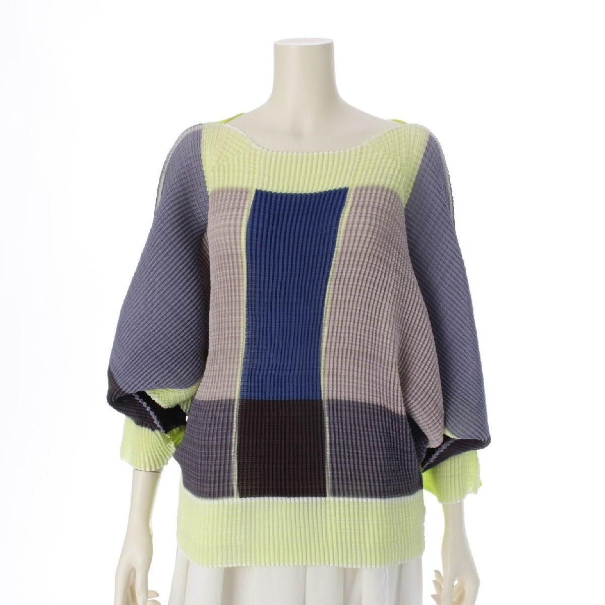 ISSEY MIYAKE Deformed sleeve Pleated tops IM73FJ156  Neon Yellow Multicolor 2