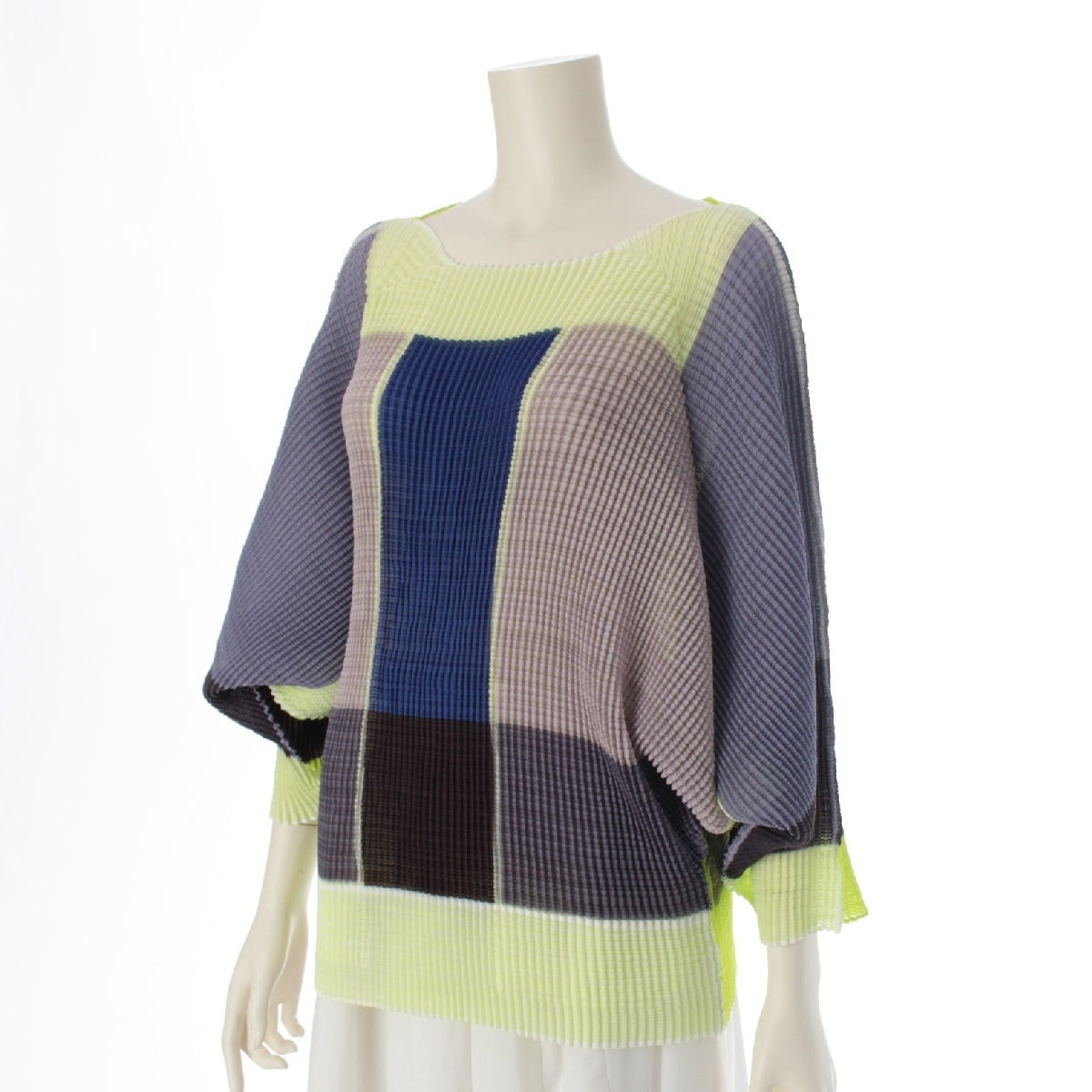 ISSEY MIYAKE Deformed sleeve Pleated tops IM73FJ156  Neon Yellow Multicolor 2
