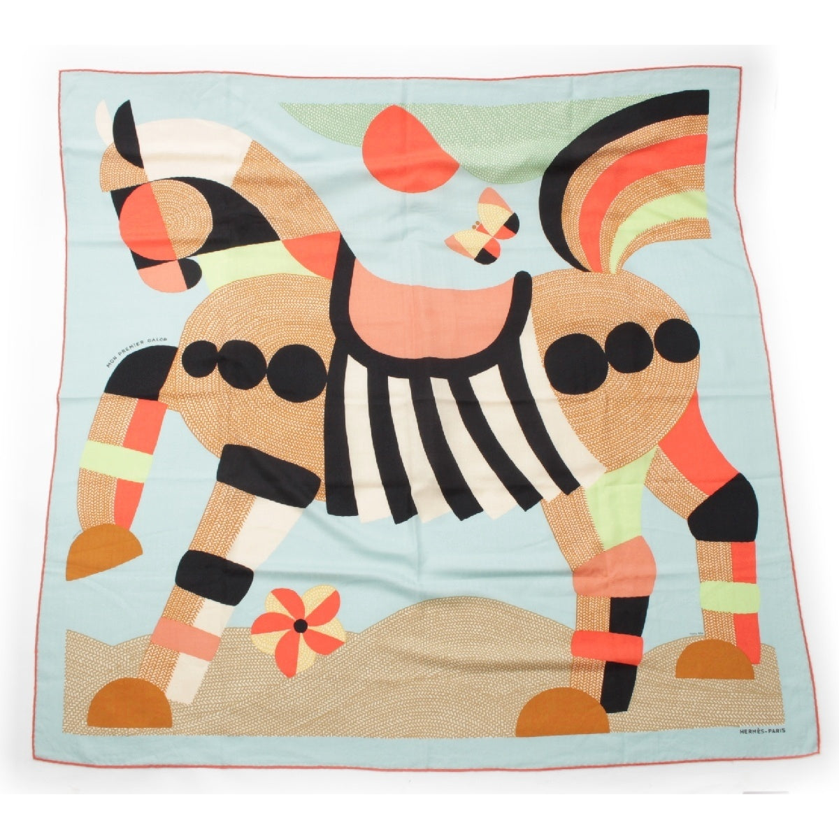 HERMES 23Stainless Steel Kasisir Karegean cashmere silk Mon Premier Galop Mon Premier Galop Stall Large format Calfskin multicolor