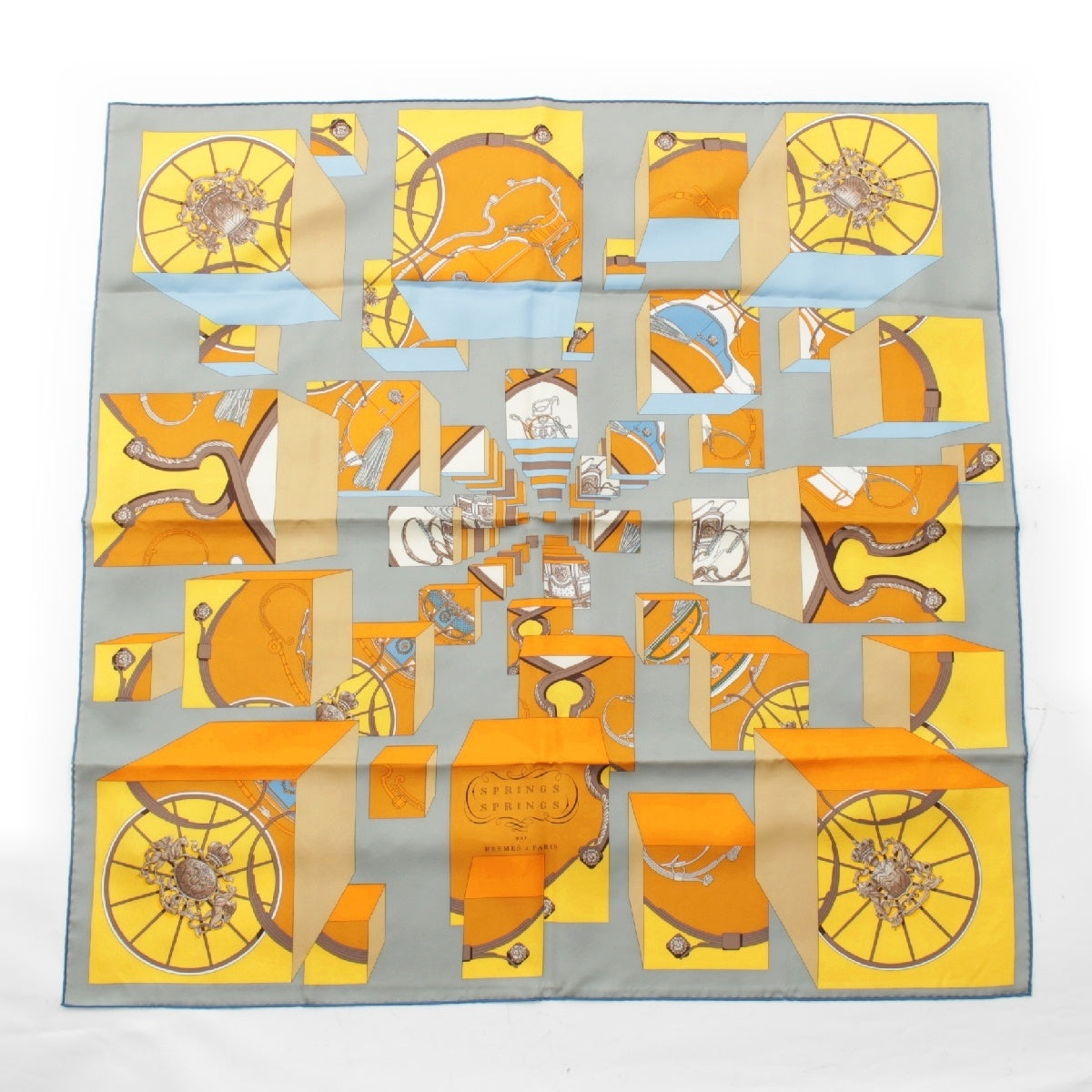 HERMES silk 90 SPRINGS SPRINGS scarf Yellow
