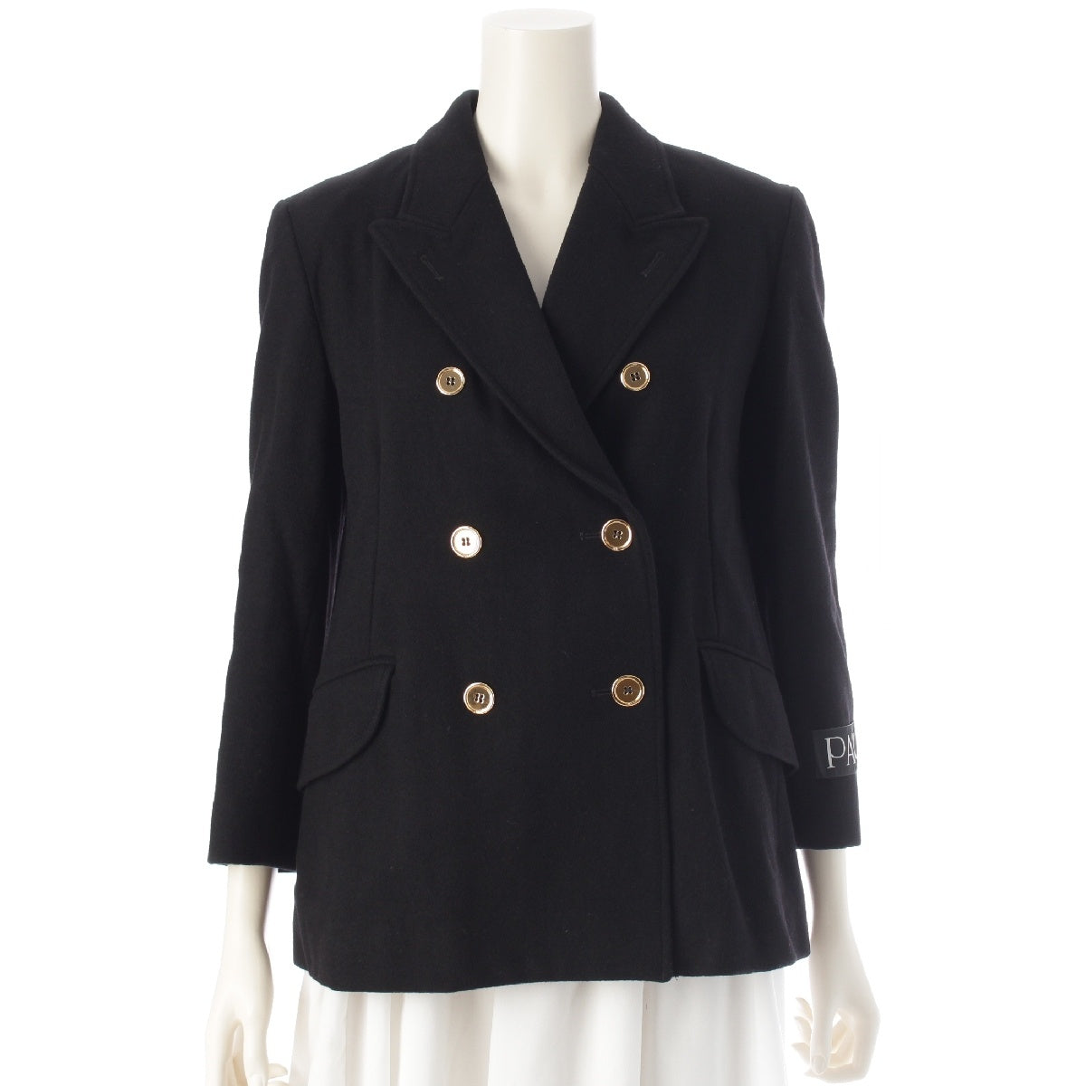 Patou wool Sleeve logo double-breasted Jacket outer 22A‐JA027-0003 Black x Gold 36