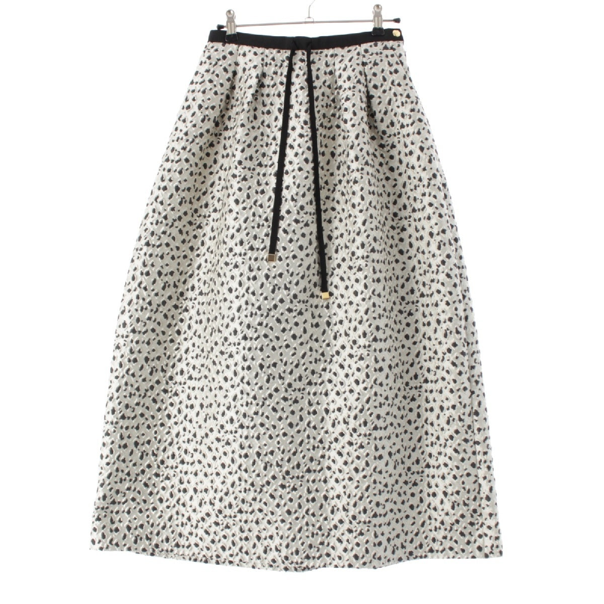 Drawer 24AW Waist ribbon jacquard dot A-line Long skirt 6524‐234‐1870 White black 36