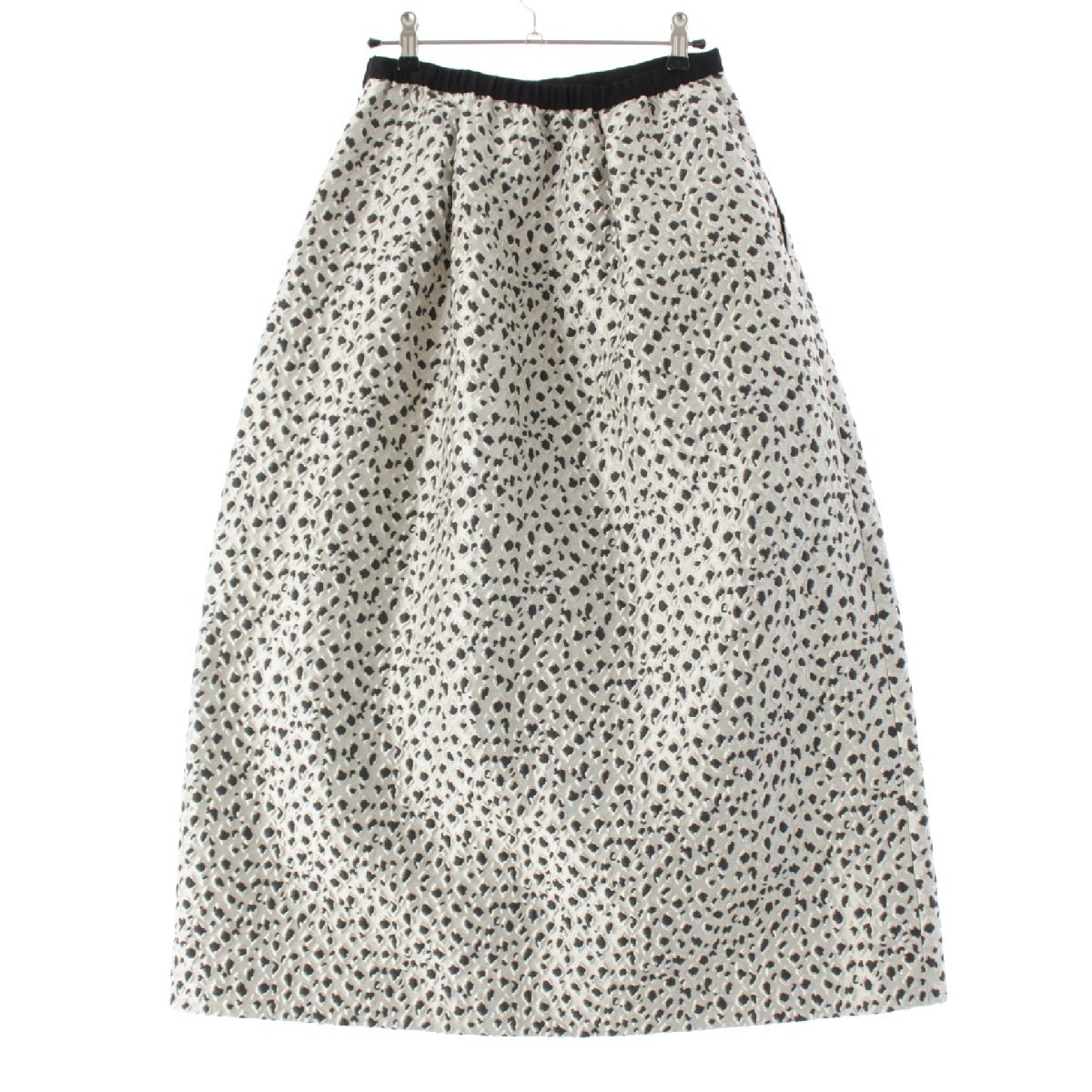 Drawer 24AW Waist ribbon jacquard dot A-line Long skirt 6524‐234‐1870 White black 36