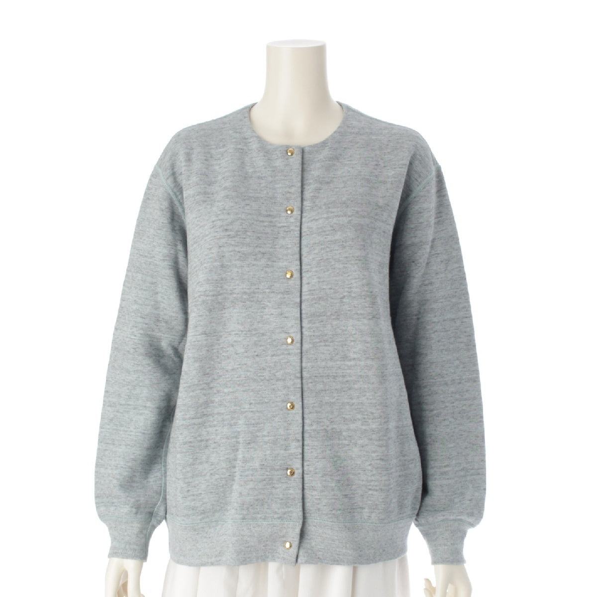Drawer cotton x cashmere No color cardigan Embroidered logo Snap button Long sleeves 6512-299-0295 Blue x gray 1