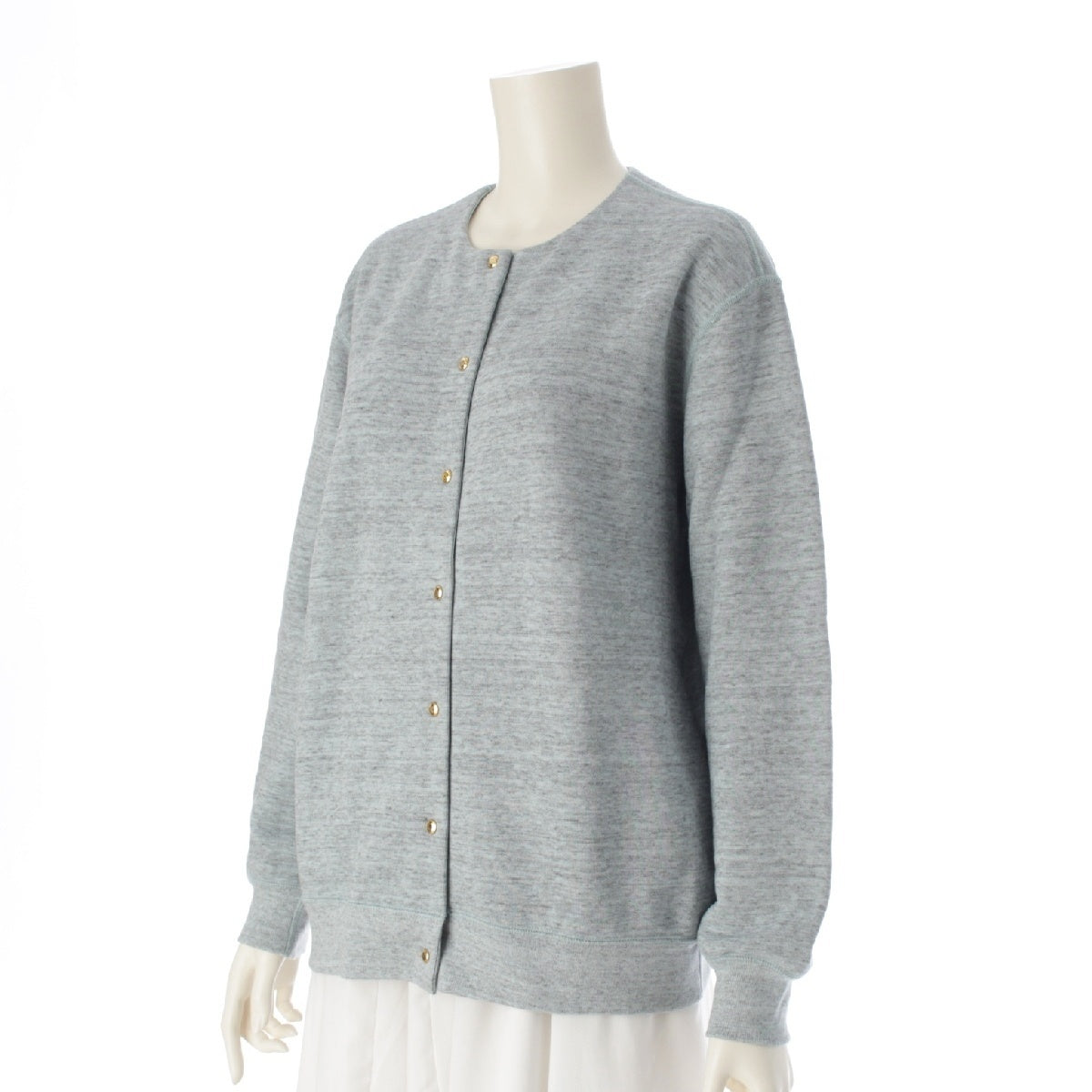Drawer cotton x cashmere No color cardigan Embroidered logo Snap button Long sleeves 6512-299-0295 Blue x gray 1