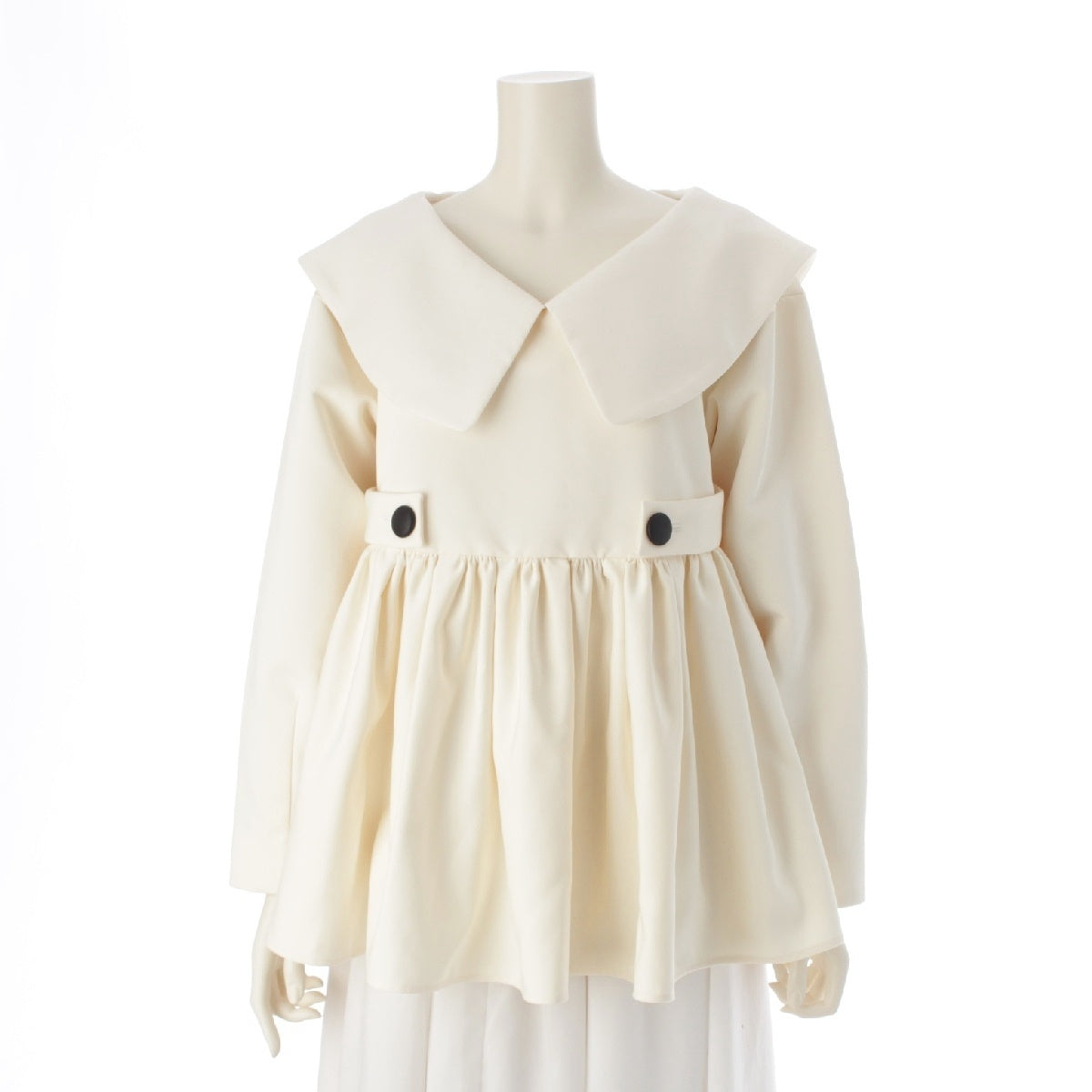 SEVEN TEN by miho kawahito 24 years Big Collar Flare tops Long sleeves, detachable collar 8A107 white M