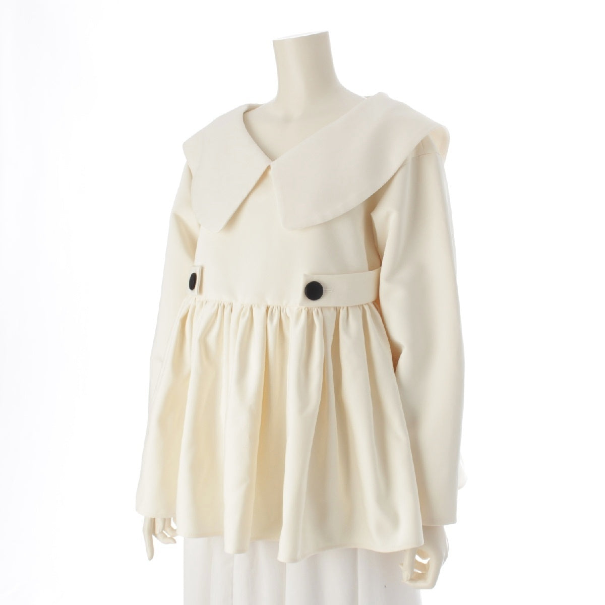 SEVEN TEN by miho kawahito 24 years Big Collar Flare tops Long sleeves, detachable collar 8A107 white M