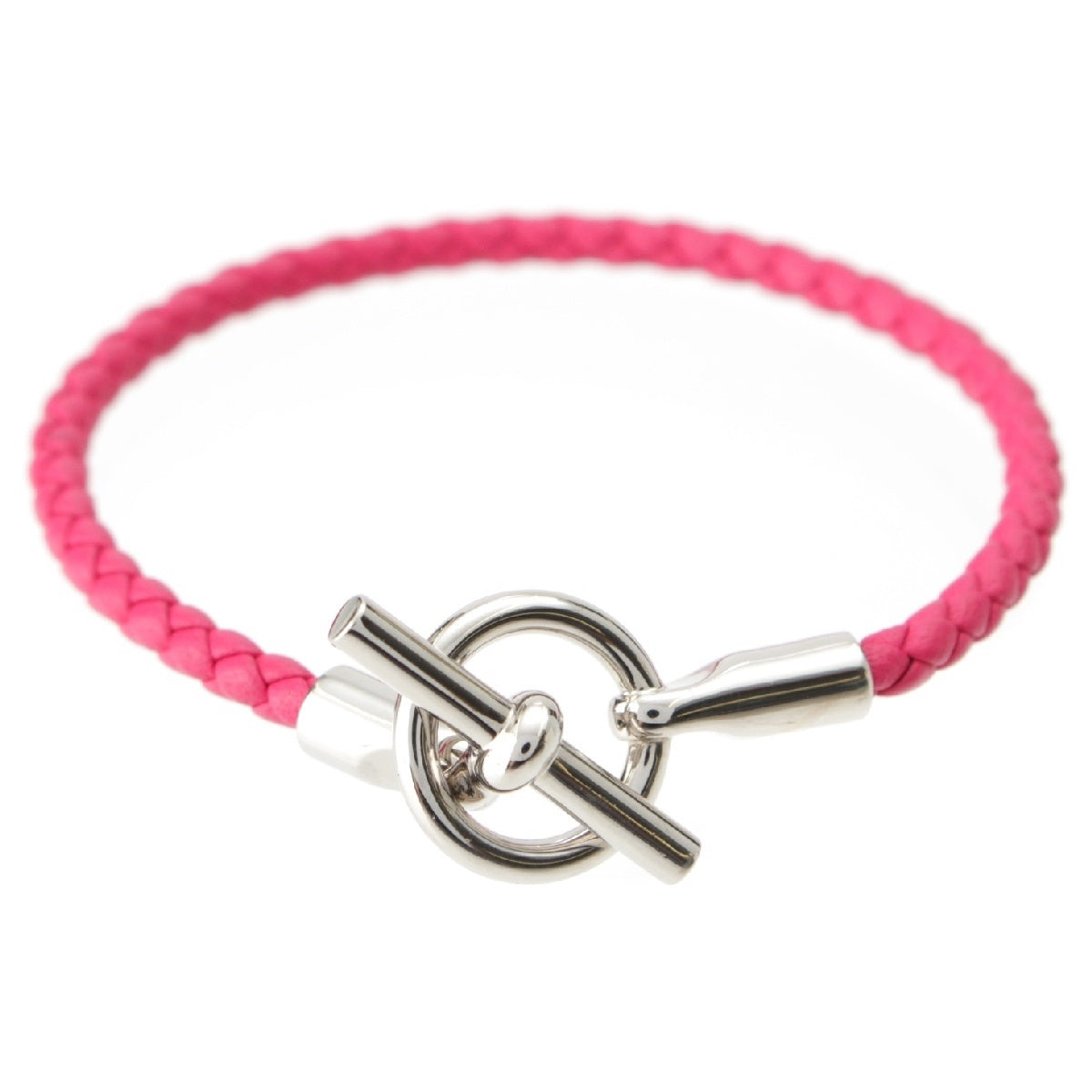 HERMES Grenan leather bracelet Accessories Pink SilverMetal